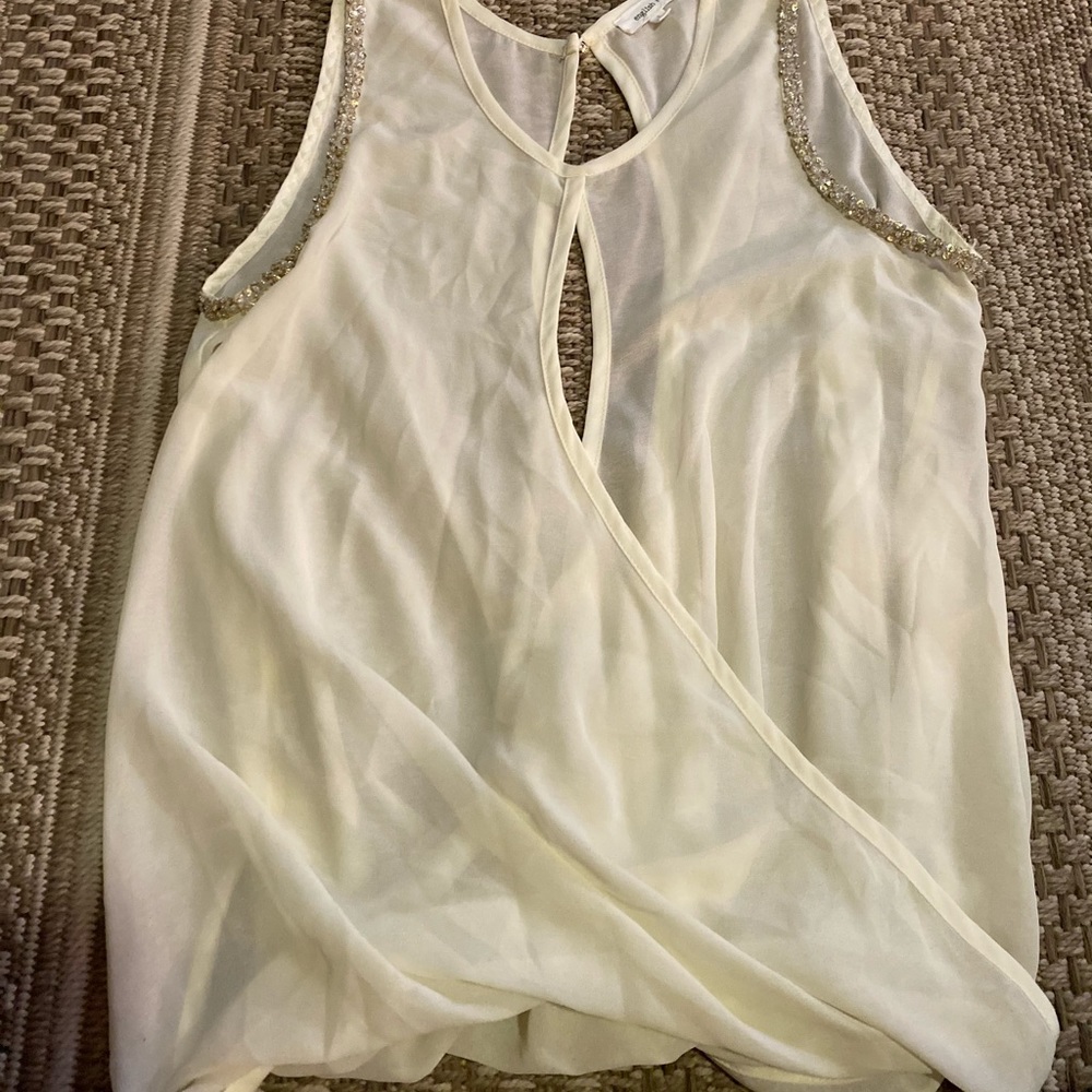 Boutique ivory beaded sleeveless top